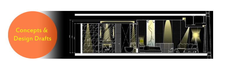 Lighting designs begins with a conceptual design and some drafts drawings